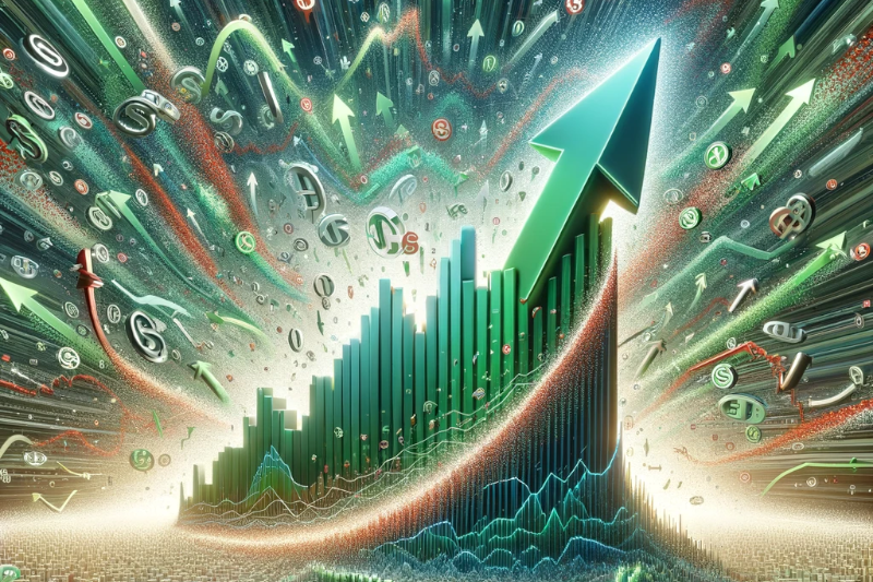 An abstract visualization of "overbought" in the stock market. It looks like of like a stock chart resembling the Wizard of Oz' Emerald Castle.